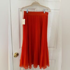 Aritzia Poppy Red Pleated Midi Skirt